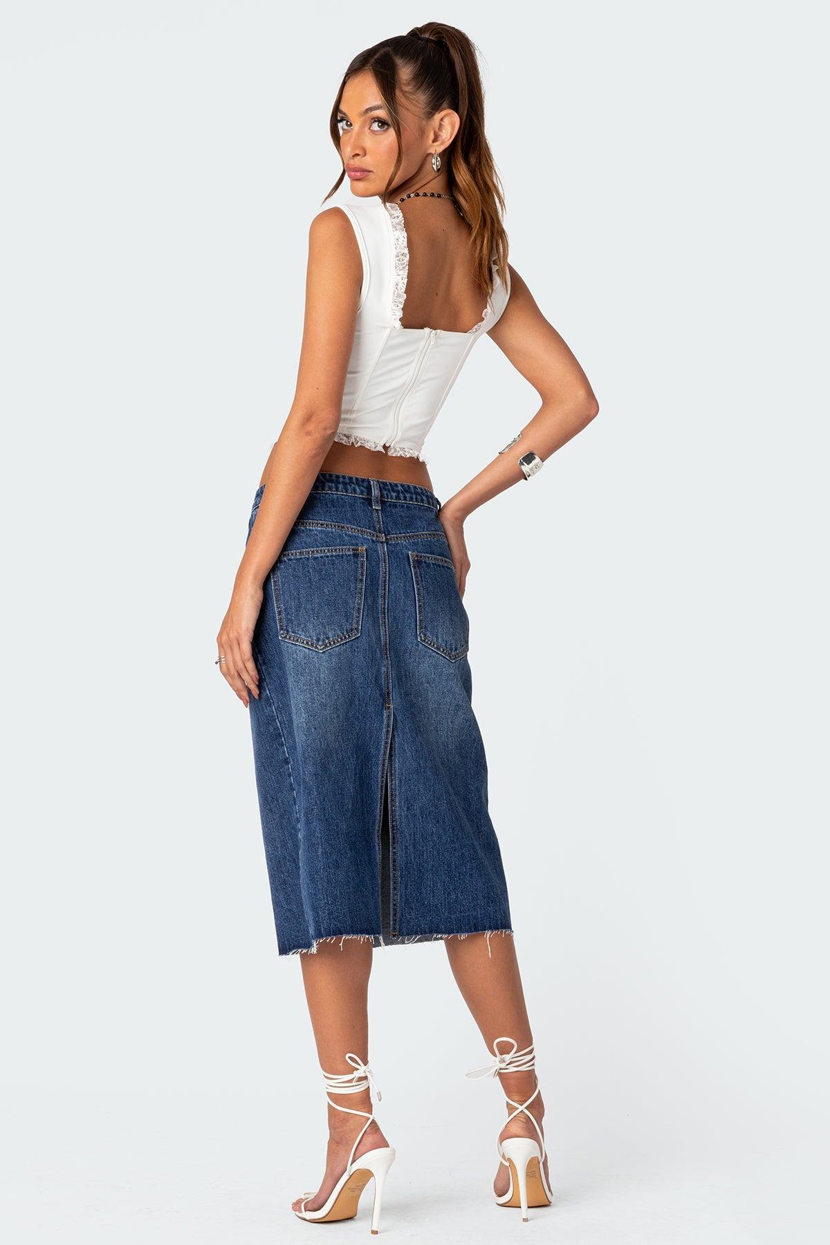 Mirah Denim Midi Skirt Product Image