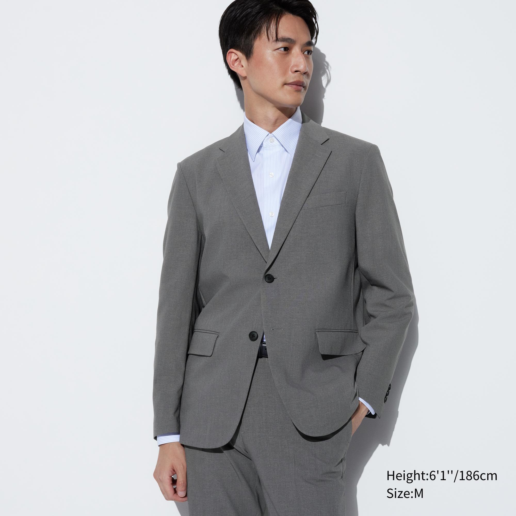 Mens Airsense Blazer Faux Wool Gray Small UNIQLO US Product Image