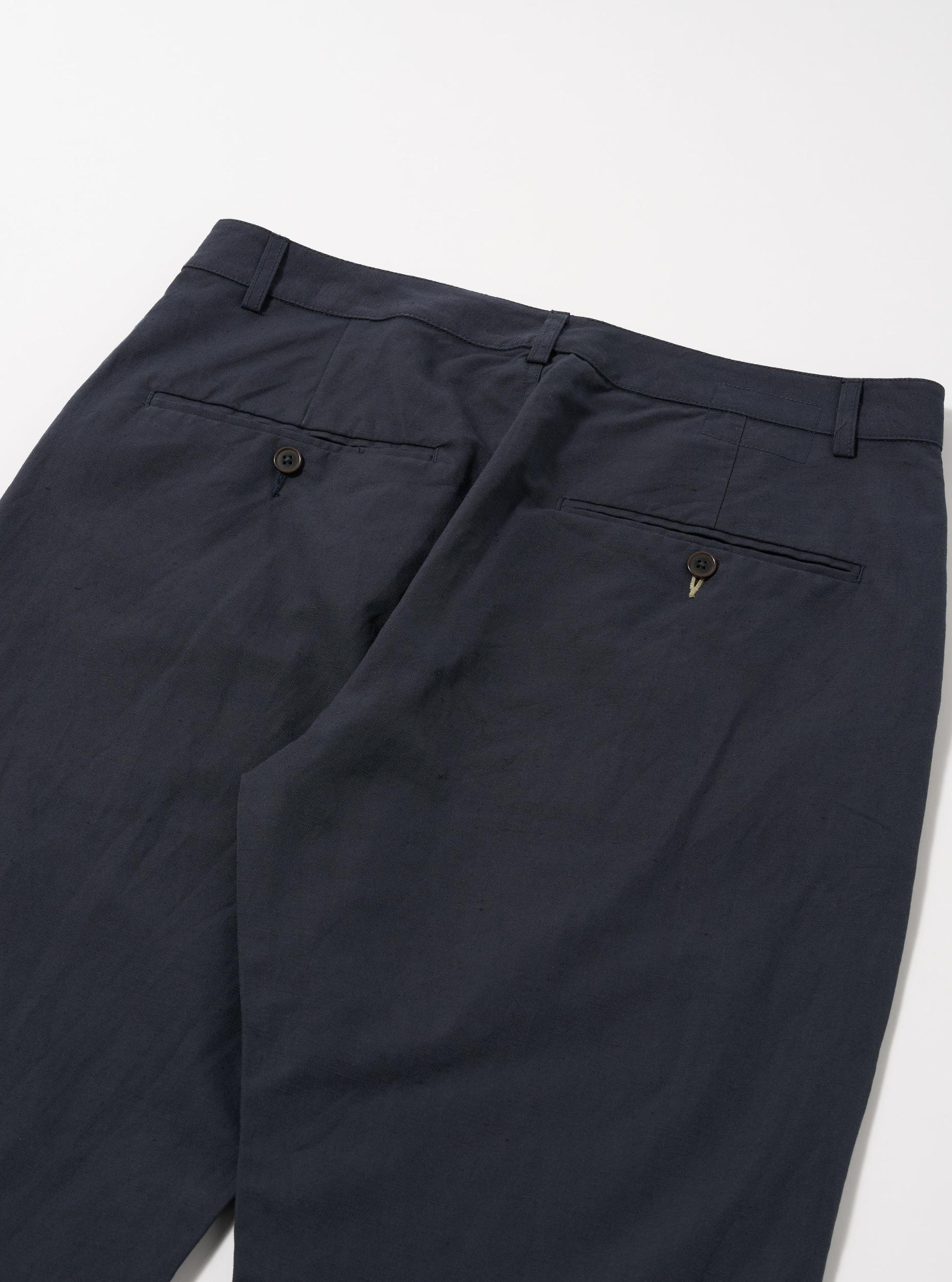 Universal Works Military Chino in Navy Linen Slub Weave Product Image