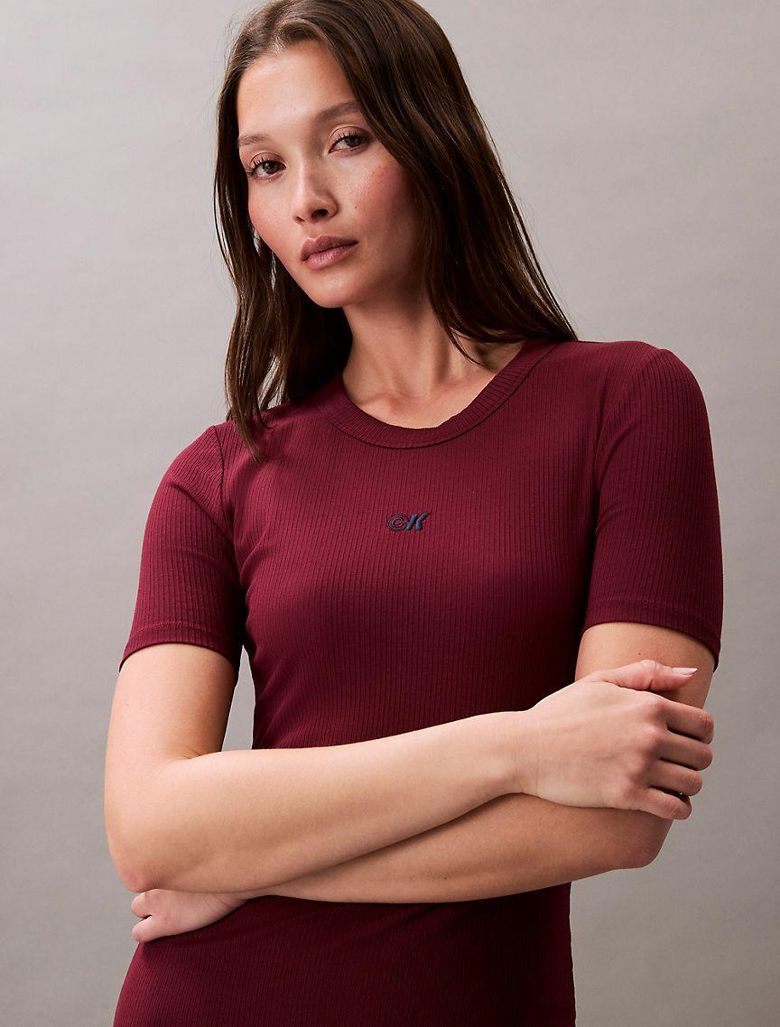 Calvin Klein Womens Modal Stretch Rib Midi Dress - Blue Product Image