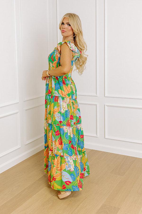 Life In The Tropics Smocked Maxi Dress Curves Product Image