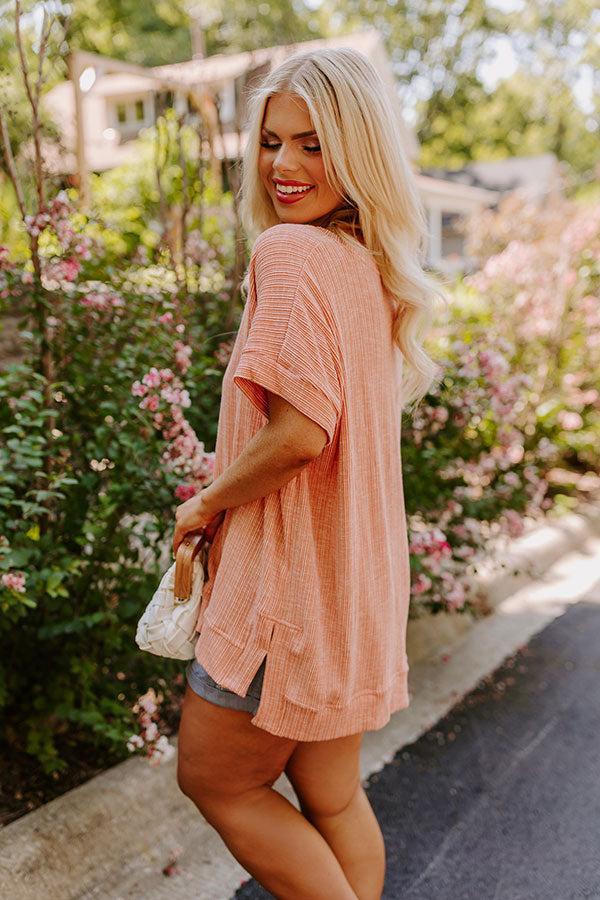 Opening Act Ribbed Top in Peach Curves Product Image