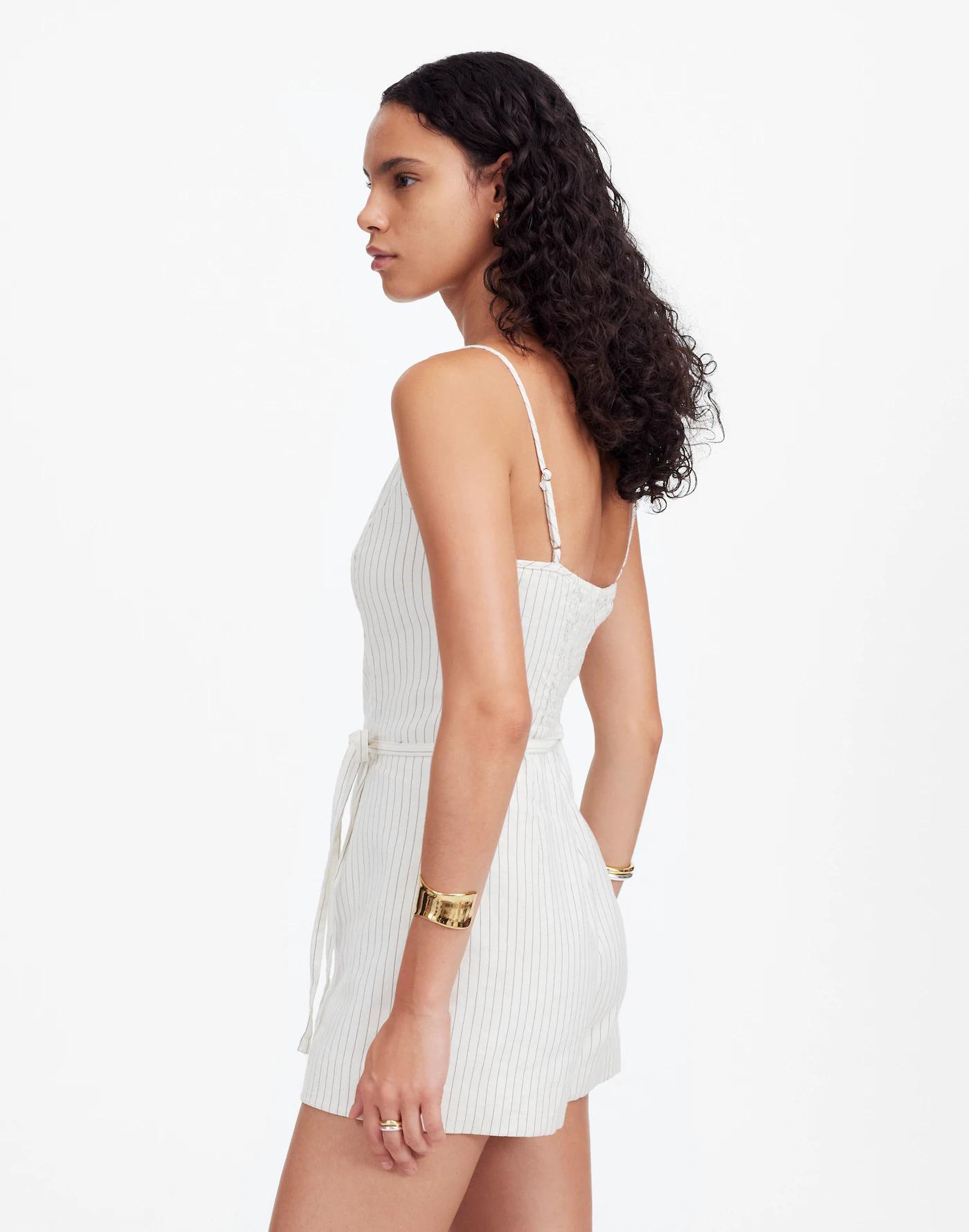 Sleeveless Square-Neck Pleated Romper Product Image