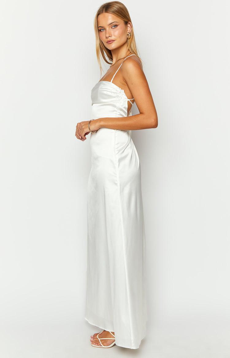 Blaise White Satin Maxi Dress Product Image