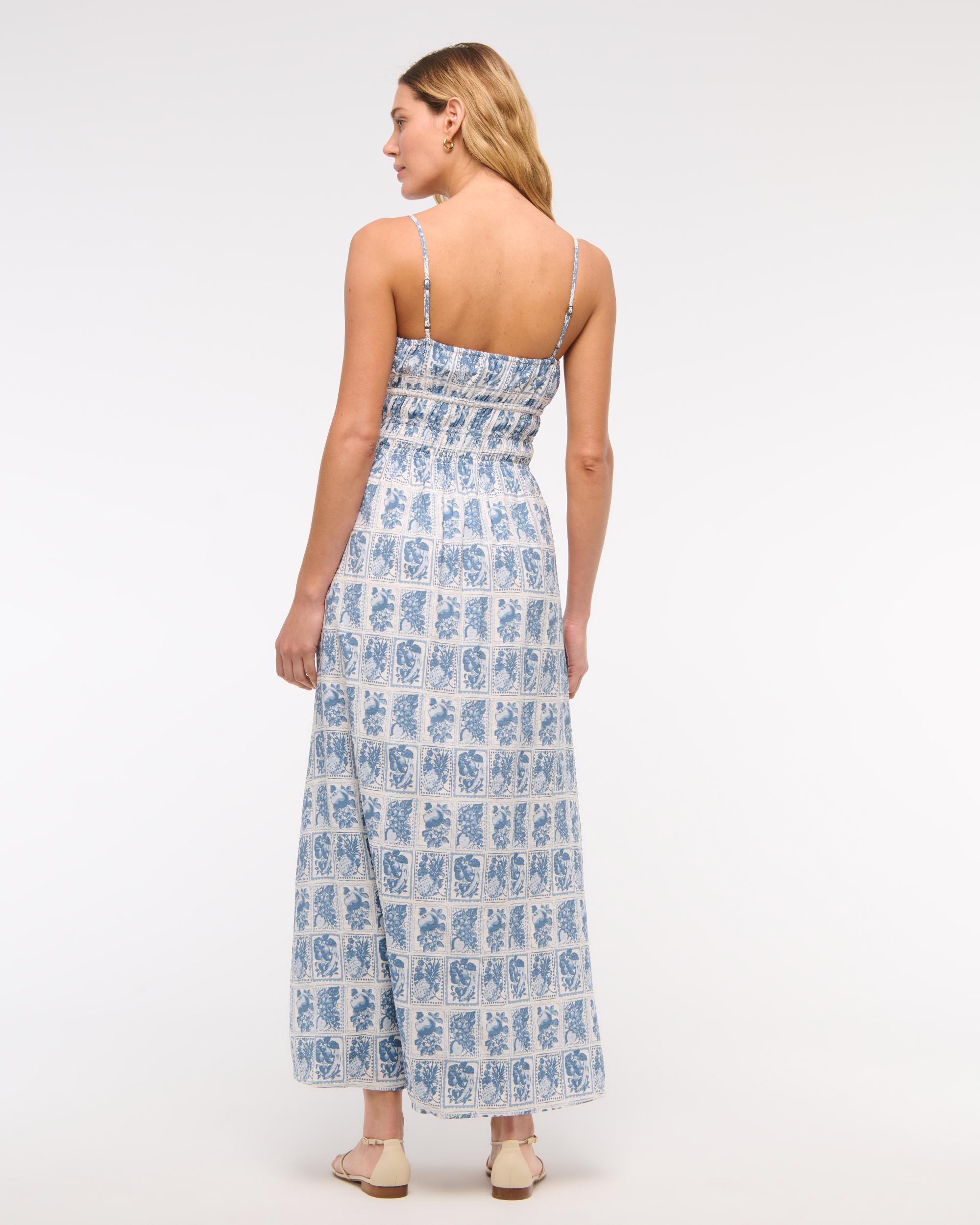 Smocked Tie-Front Maxi Dress Product Image