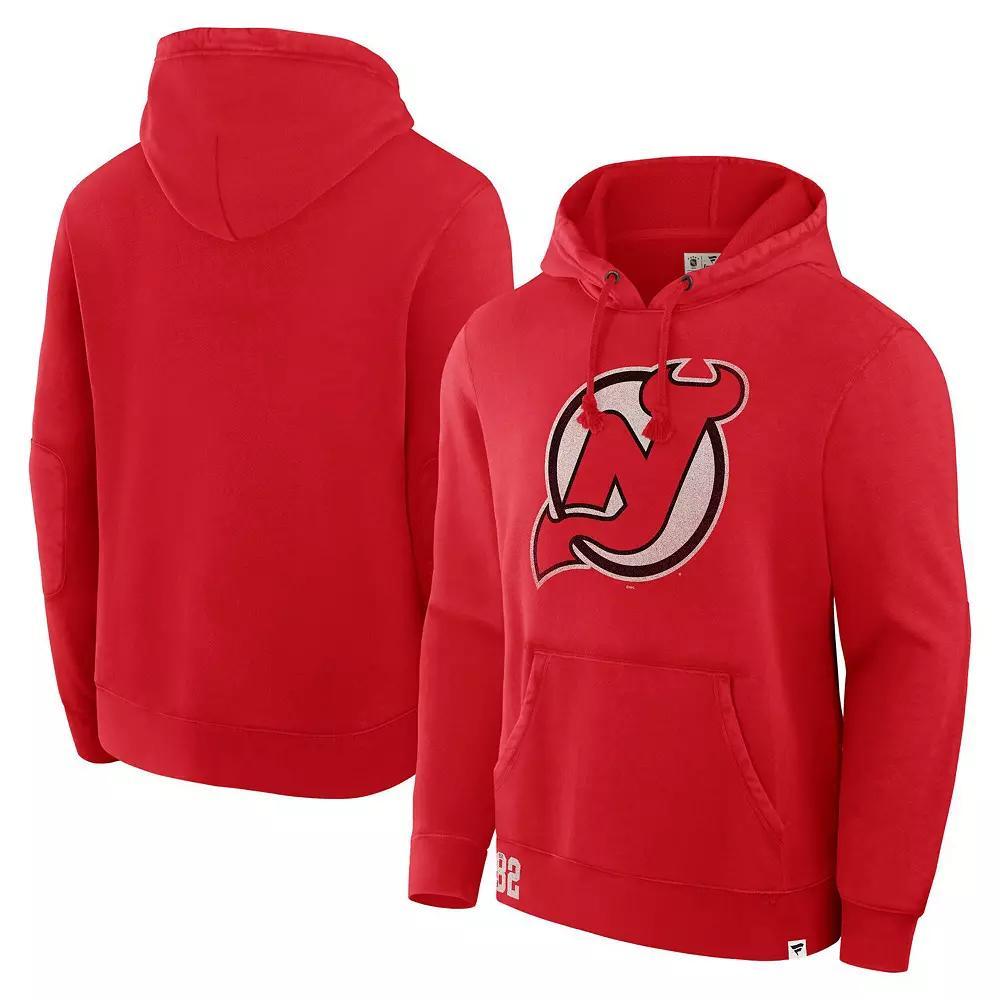 Men's Fanatics Red New Jersey Devils Decades Collection Tradition Fleece Pullover Hoodie,  Product Image