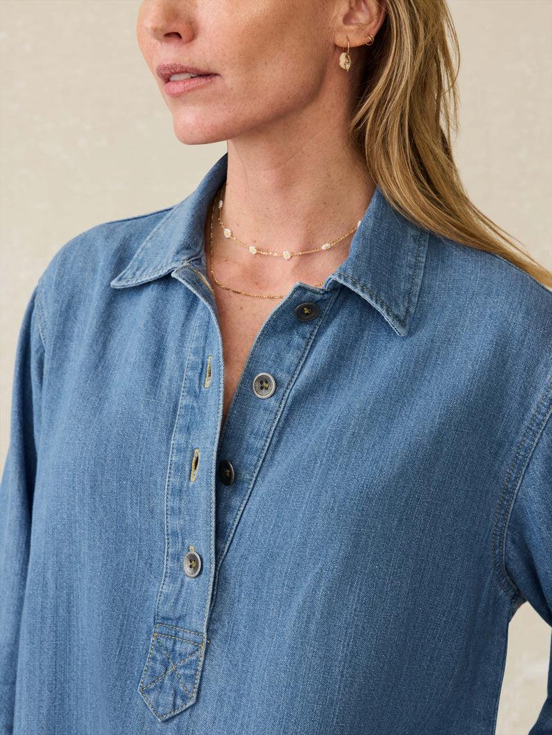 Linen Denim Oceanview Top - Coastal Cloud Wash Product Image