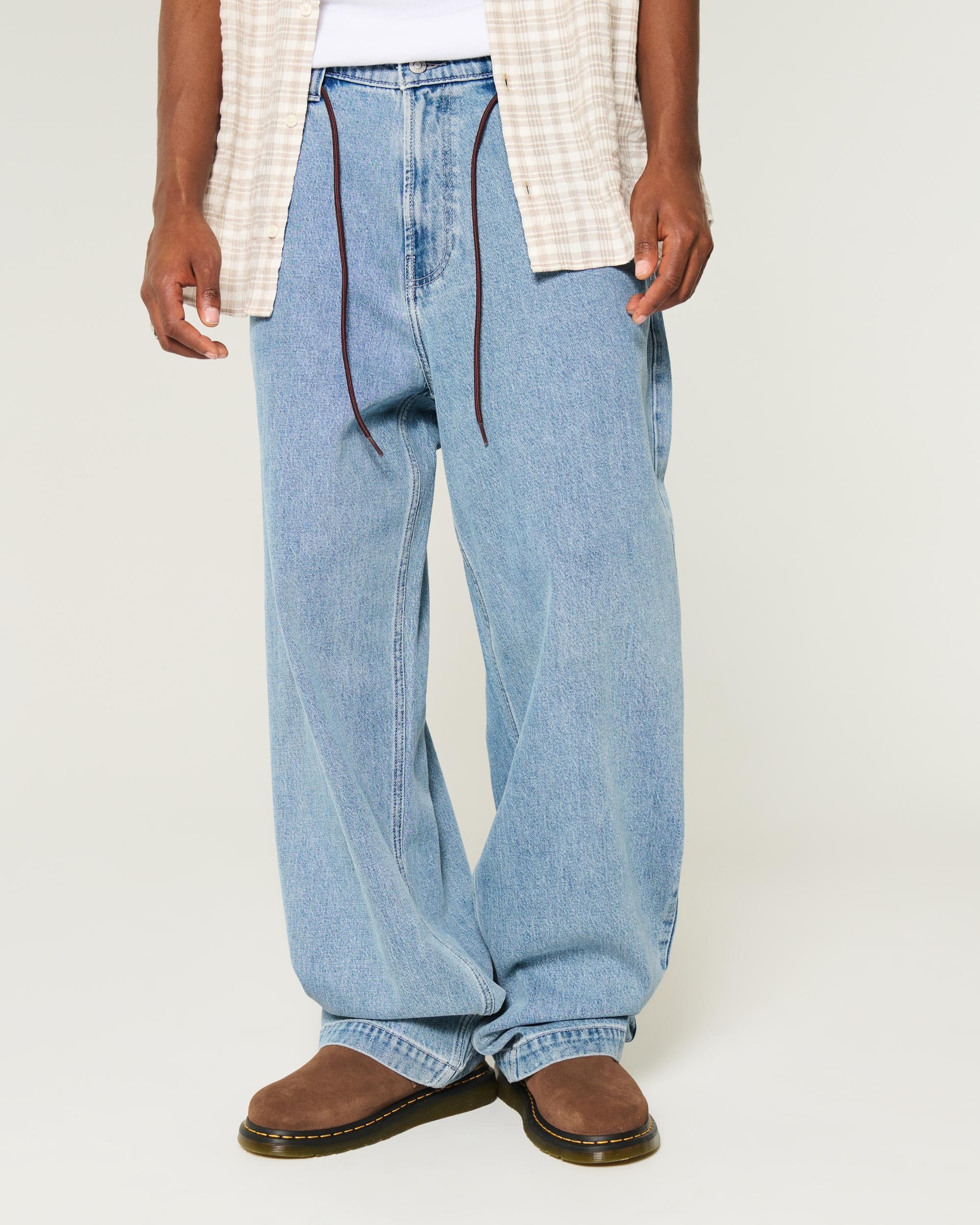 Medium Wash Skater Baggy Jeans Product Image