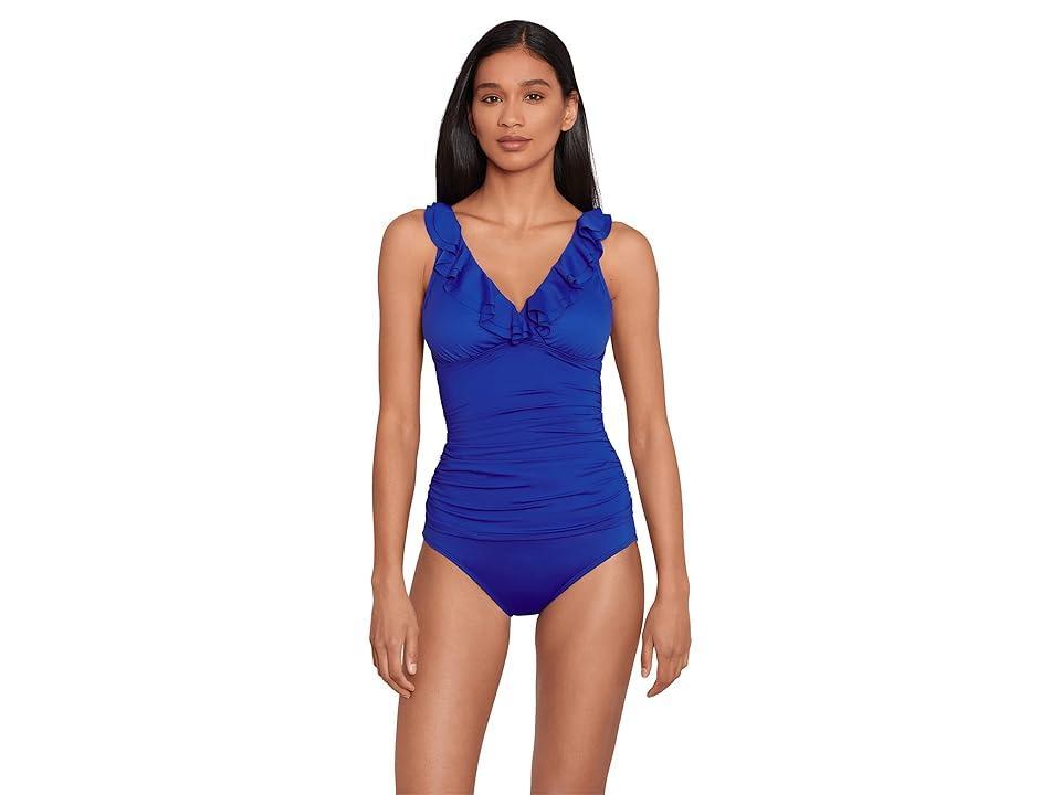 Lauren Ralph Lauren Beach Club Solids Ruffle Underwire Tankini Women's Swimwear Product Image