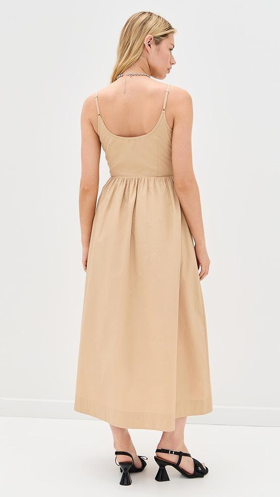 Moon River Sleeveless Square Neck Midi Dress with Contrast Ribbon | Shopbop Product Image