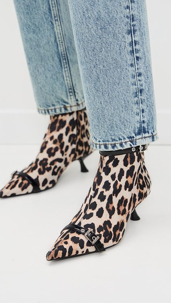 GANNI Eyelets Kitten Heel Satin Print Boots | Shopbop Product Image