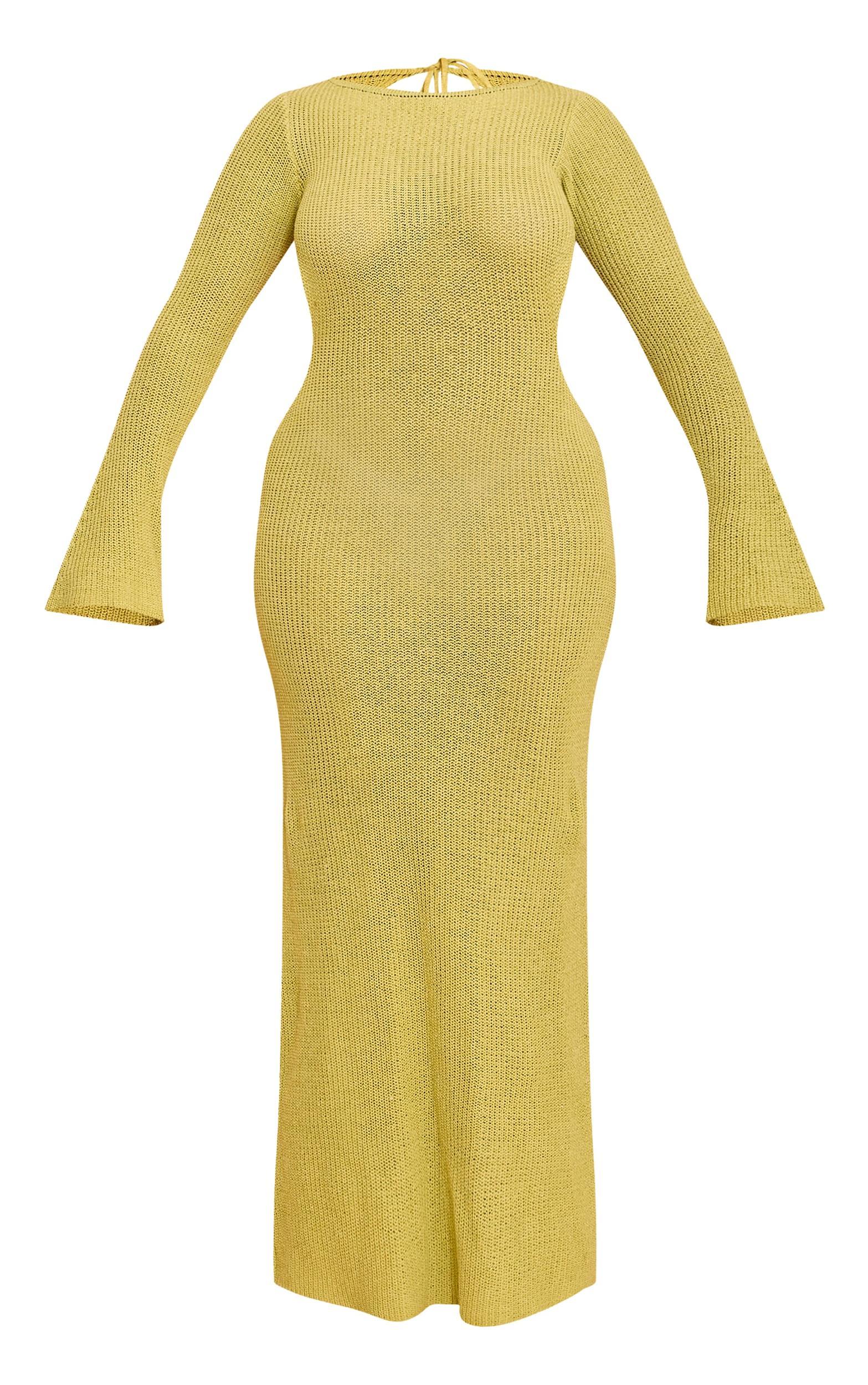 Shape Lime Knitted Boat Neck Open Back Maxi Dress Product Image