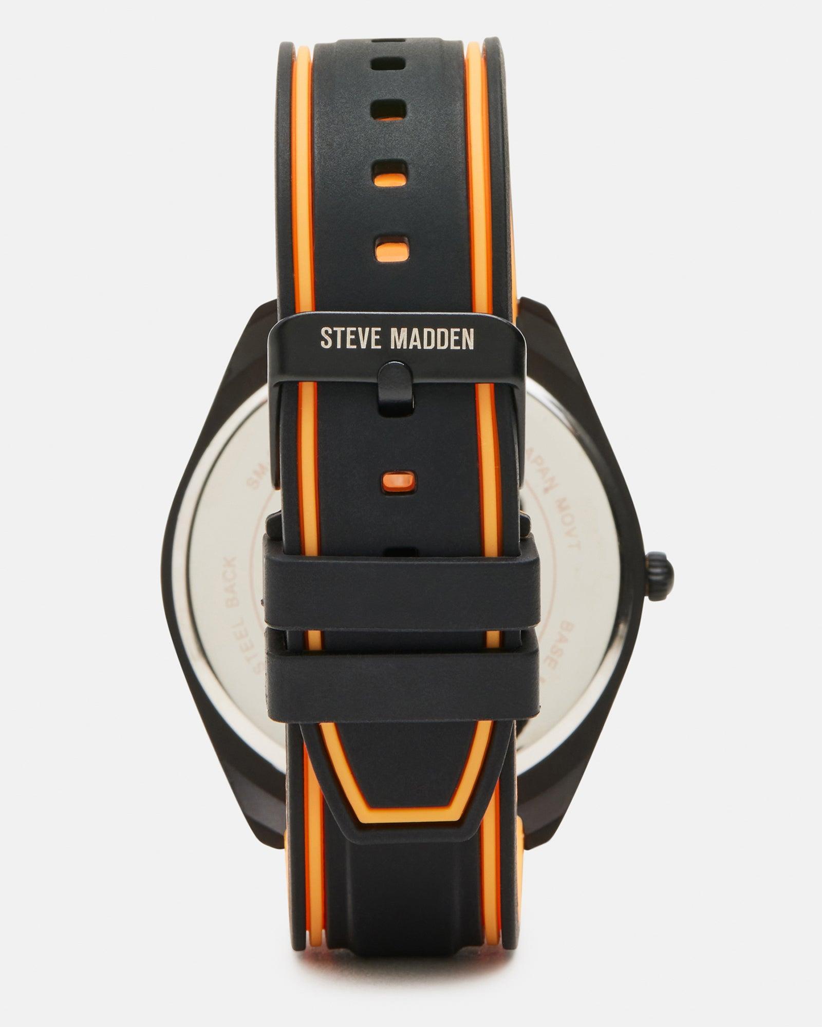 MEN'S SILICONE WATCH BLACK/ORANGE Male Product Image