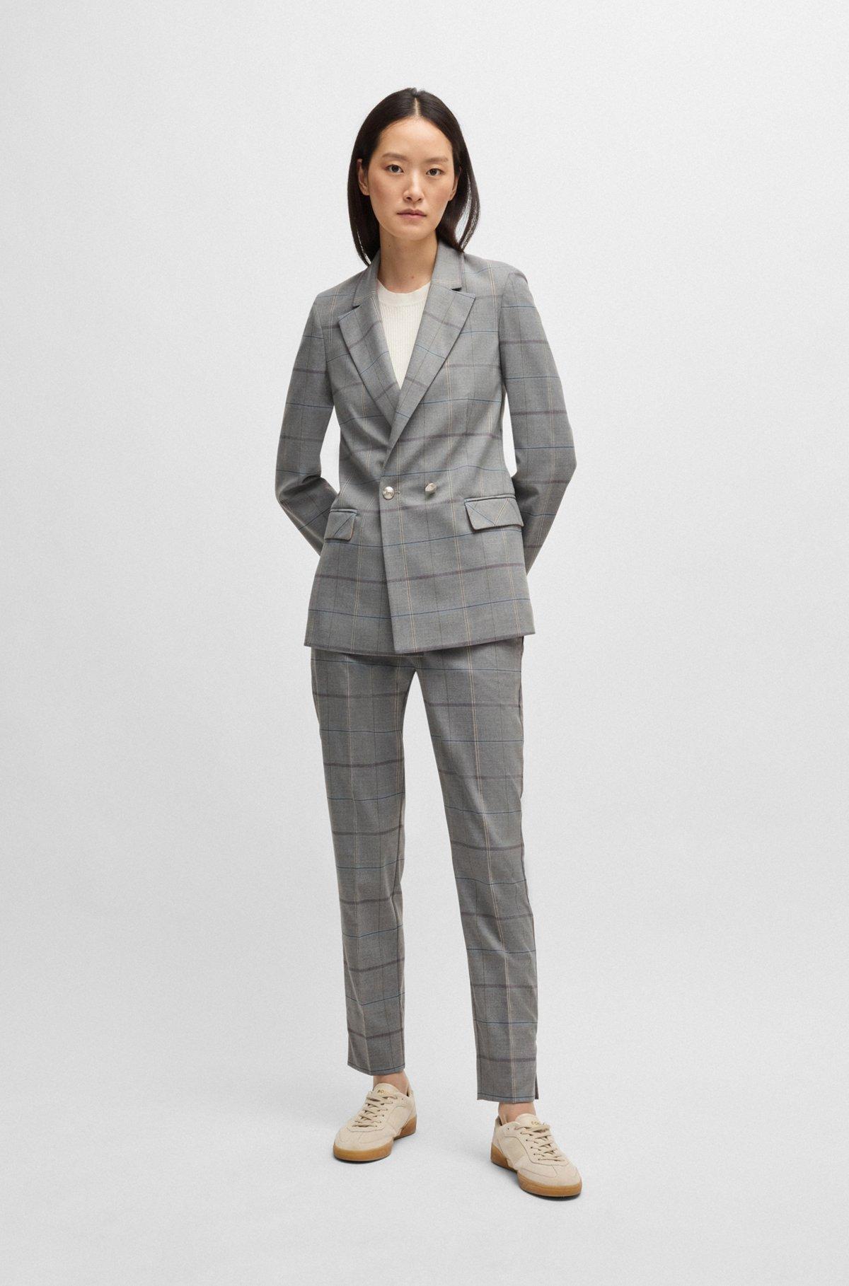 Double-breasted jacket in checked stretch fabric Product Image