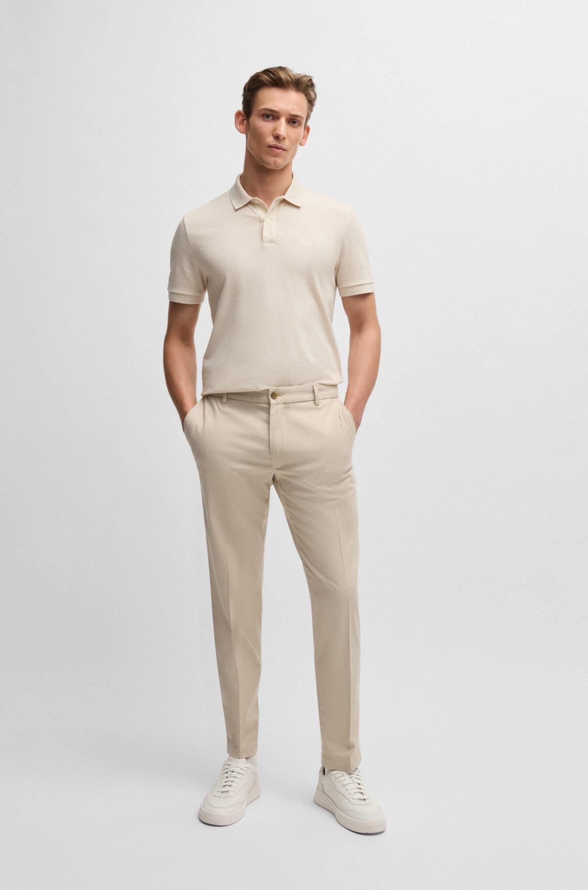 Regular-fit trousers in micro-patterned stretch cotton Product Image