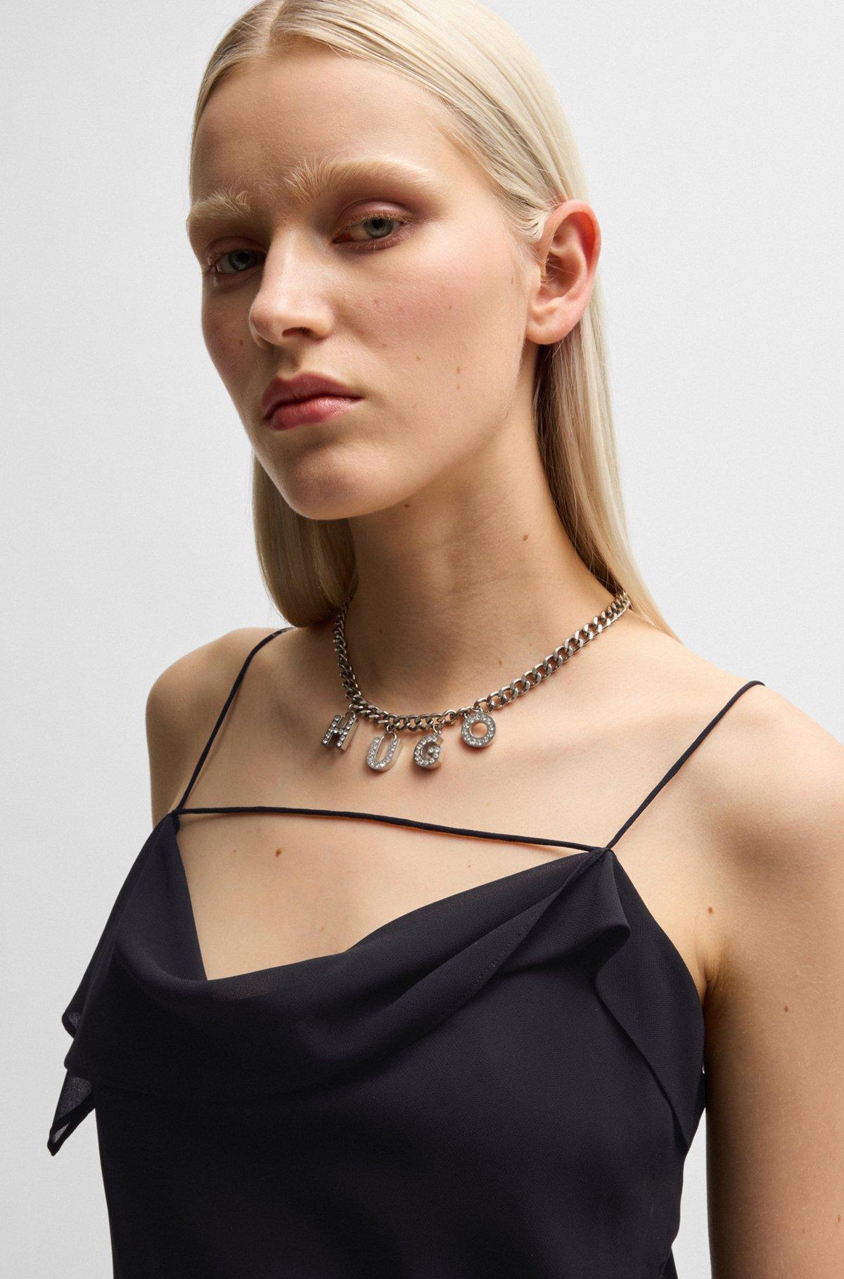 Cowl-neck regular-fit dress with ruffle trim Product Image