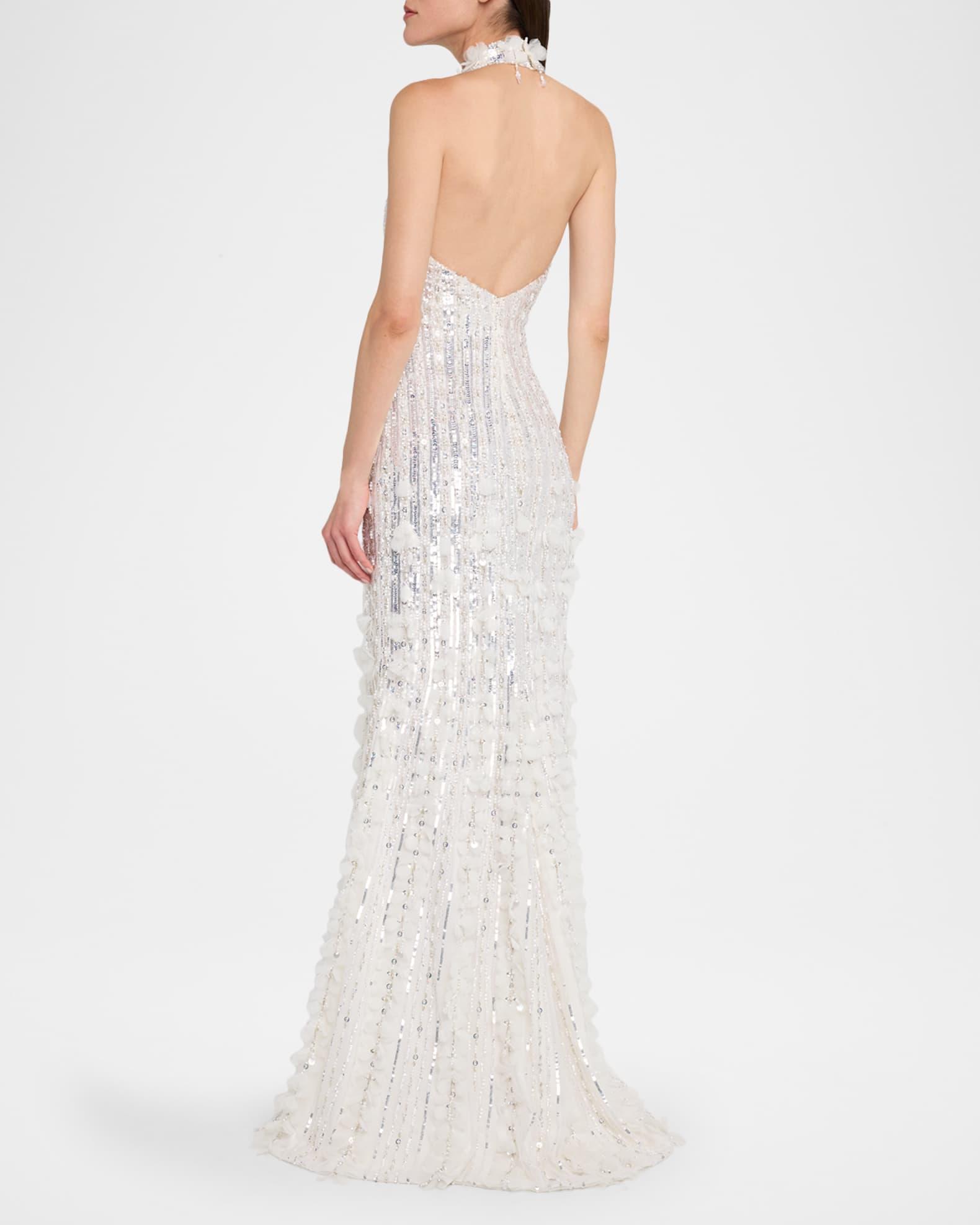 Sequined Tulle Petal Halter Gown Product Image