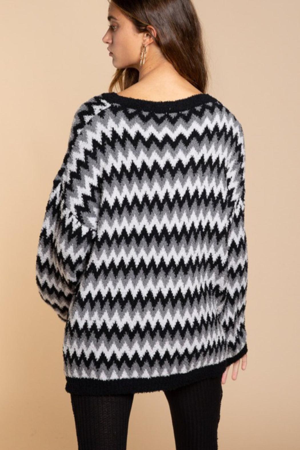 Chevron V Neck Sweater Product Image