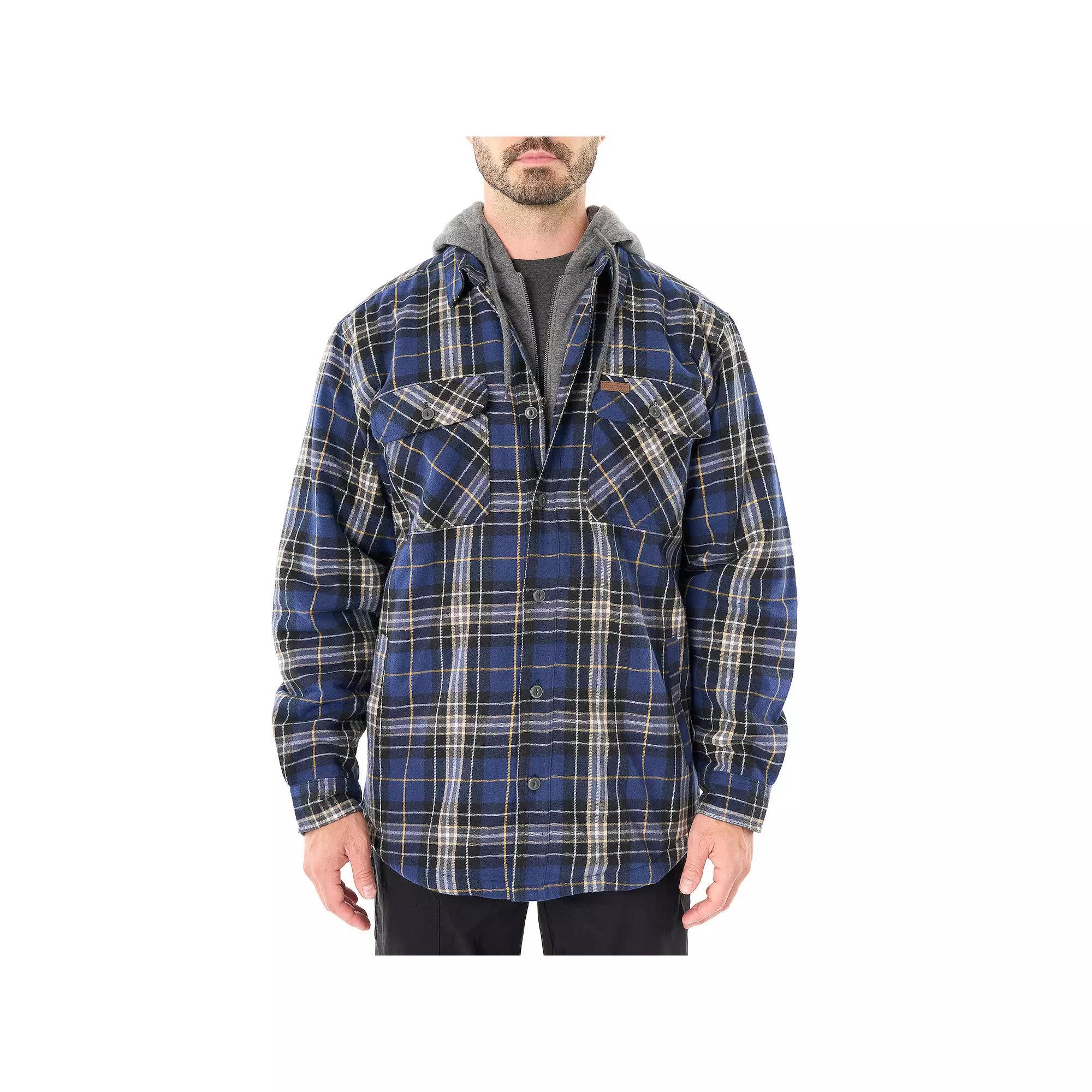 Big & Tall Smith's Workwear Sherpa-Lined Hooded Flannel Shacket, Men's,  Product Image