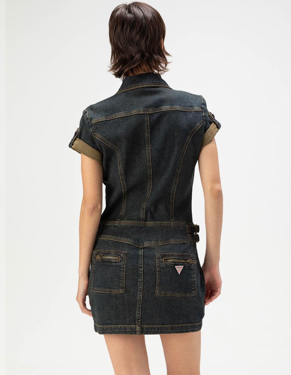 GUESS ORIGINALS Utility Womens Denim Mini Zip Dress Product Image