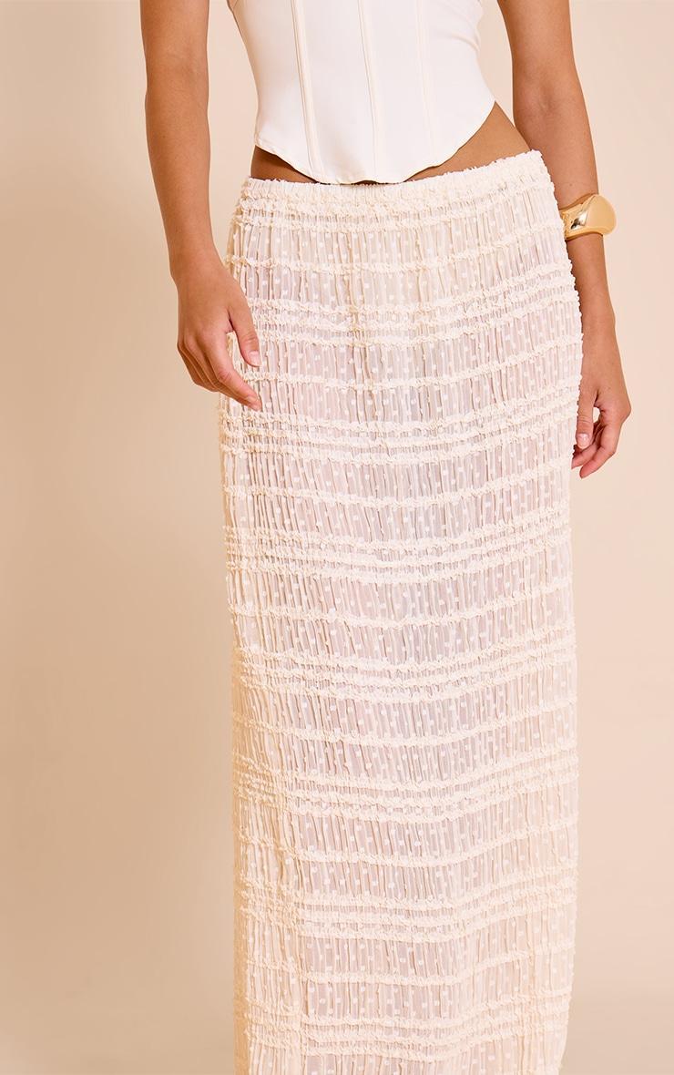 Cream Textured Chiffon Maxi Skirt Product Image
