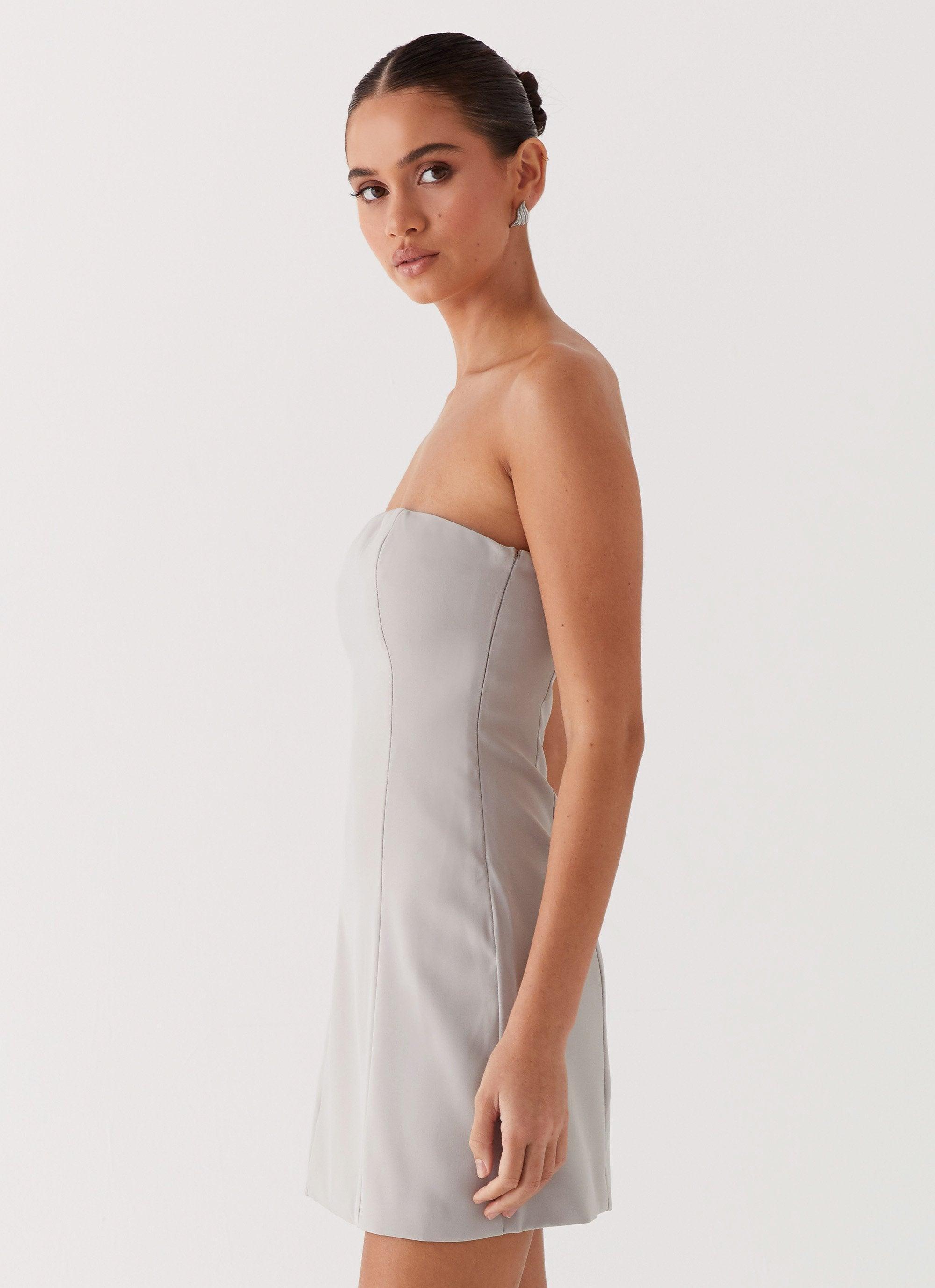 Ayanna Strapless Mini Dress - Grey Product Image