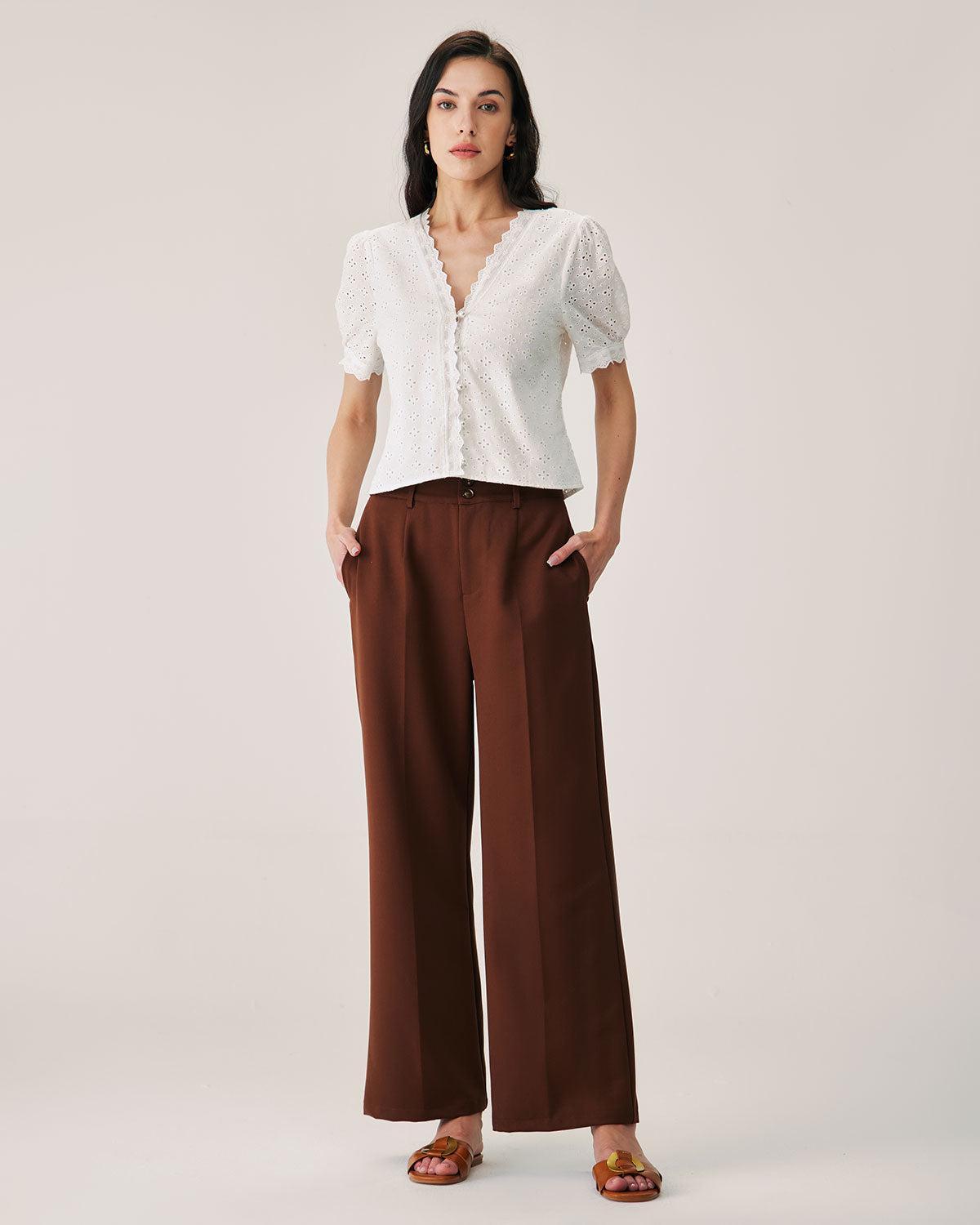 White Embroidery Puffed Sleeve Blouse Product Image