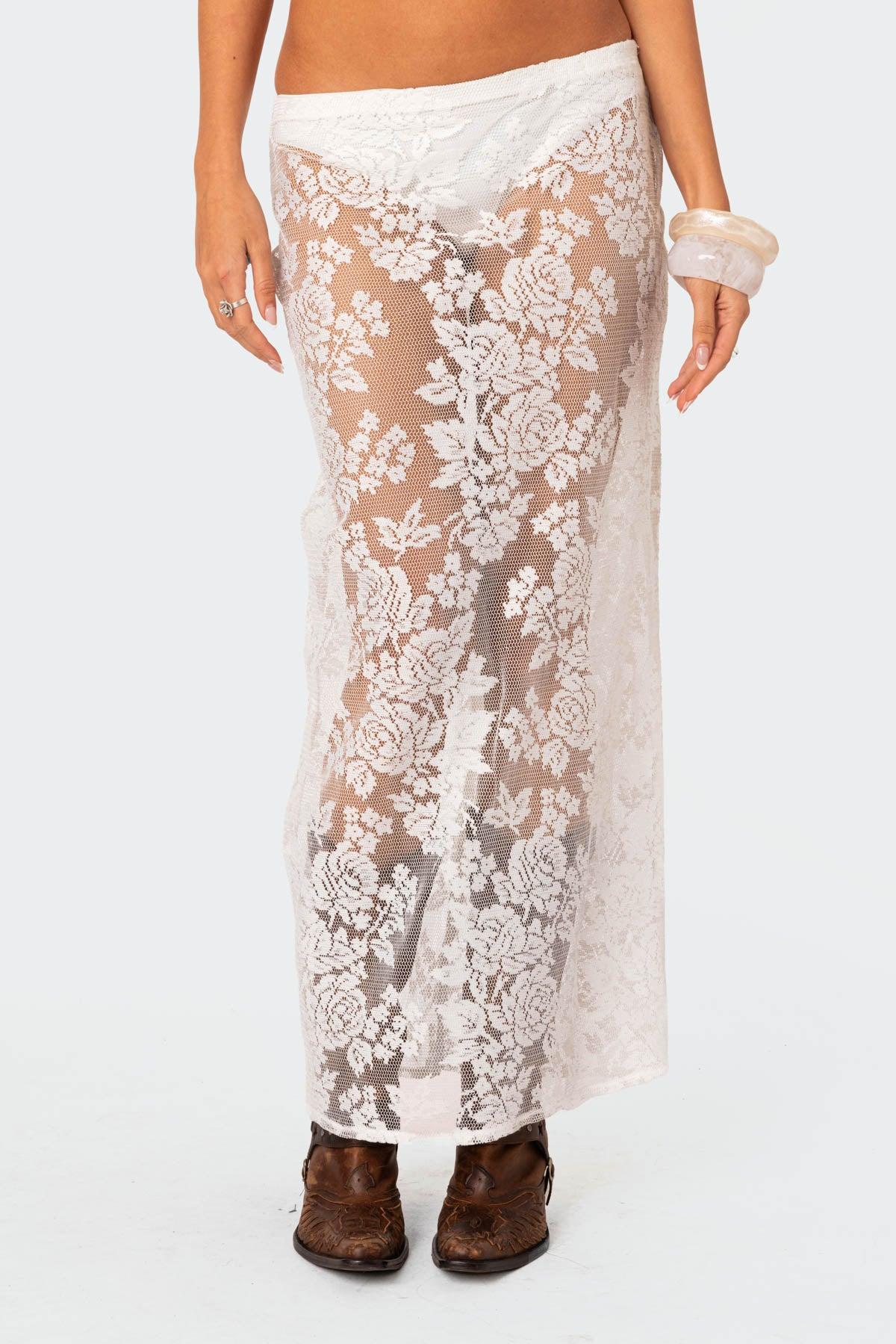 Bess Sheer Lace Maxi Skirt Product Image