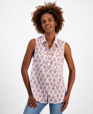 Nautica Jeans Womens Cotton Paisley Sleeveless Shirt Product Image