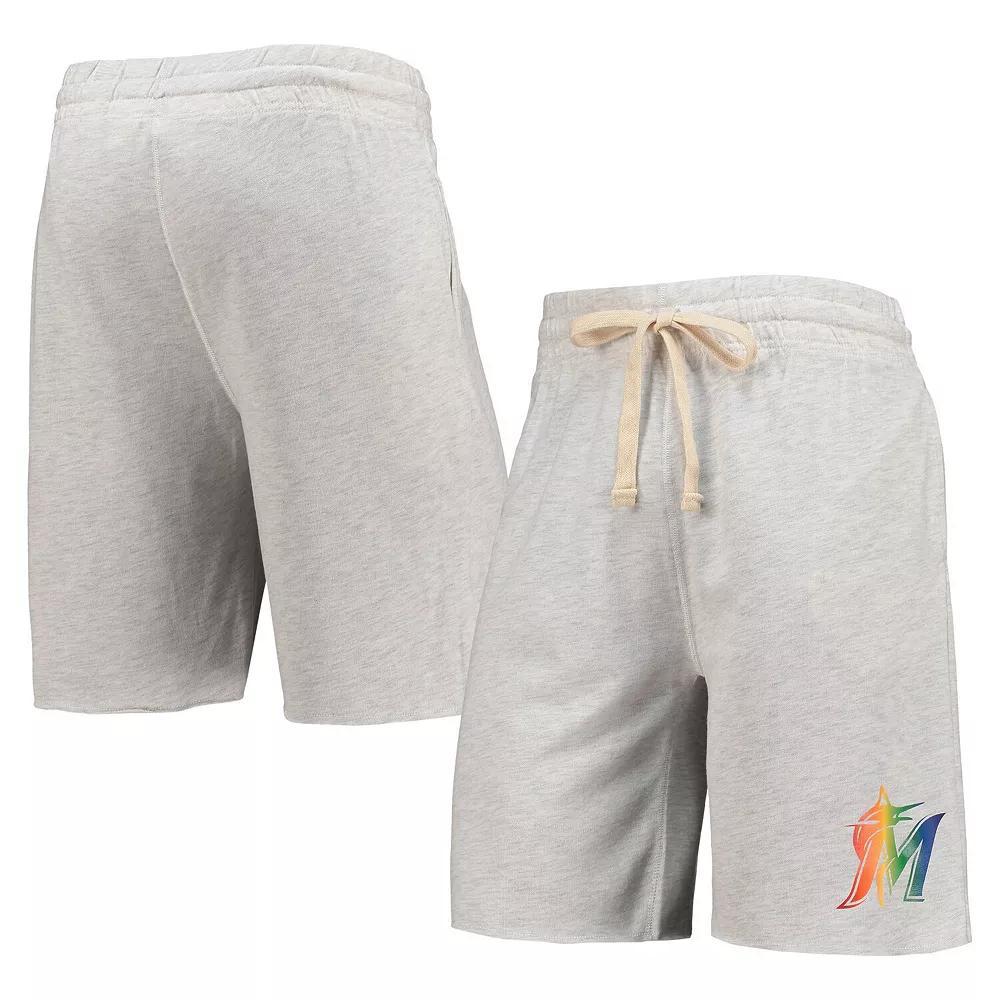 Men's Concepts Sport Oatmeal Miami Marlins Mainstream Logo Terry Tri-Blend Shorts, Size: Medium, Team Product Image