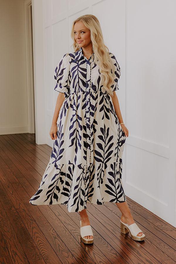 Tropical Getaway Button Down Midi Dress Product Image