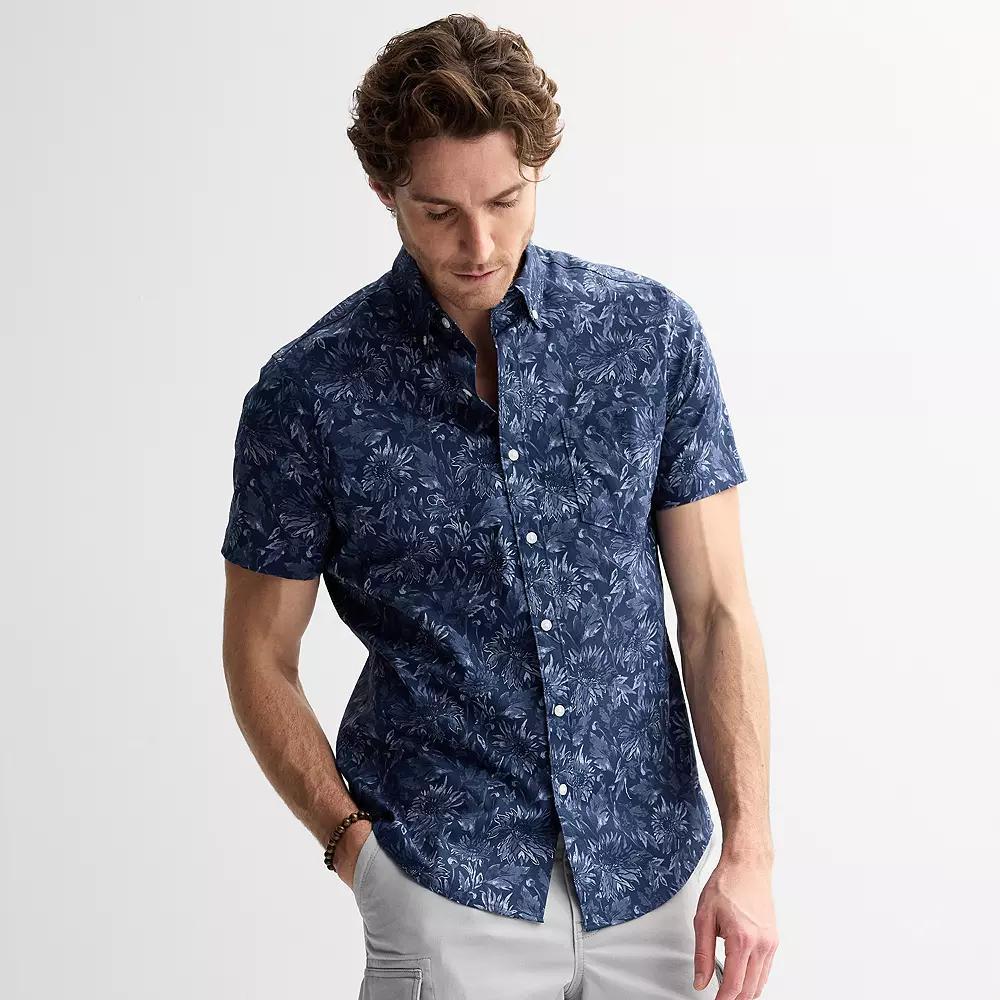 Men's Sonoma Goods For Life® Short Sleeve Perfect Length Button Down Shirt,  Product Image