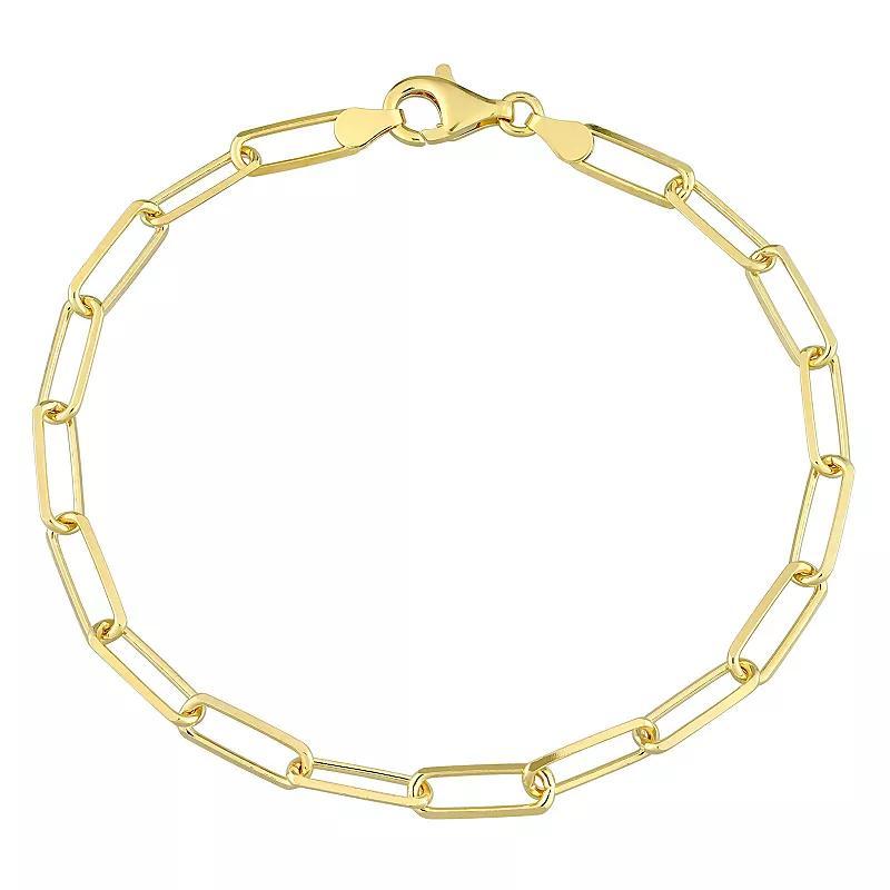 Stella Grace Sterling Silver Fancy Cut Paper Clip Link Chain Bracelet, Mens Gold Tone Product Image