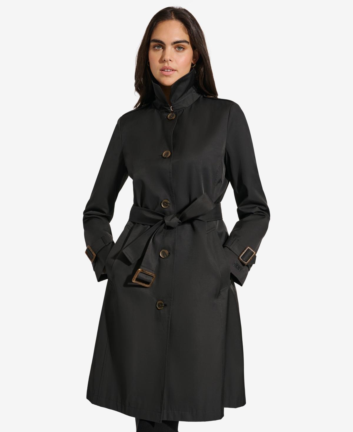 Dkny Womens Single-Breasted Pleated Trench Coat Product Image