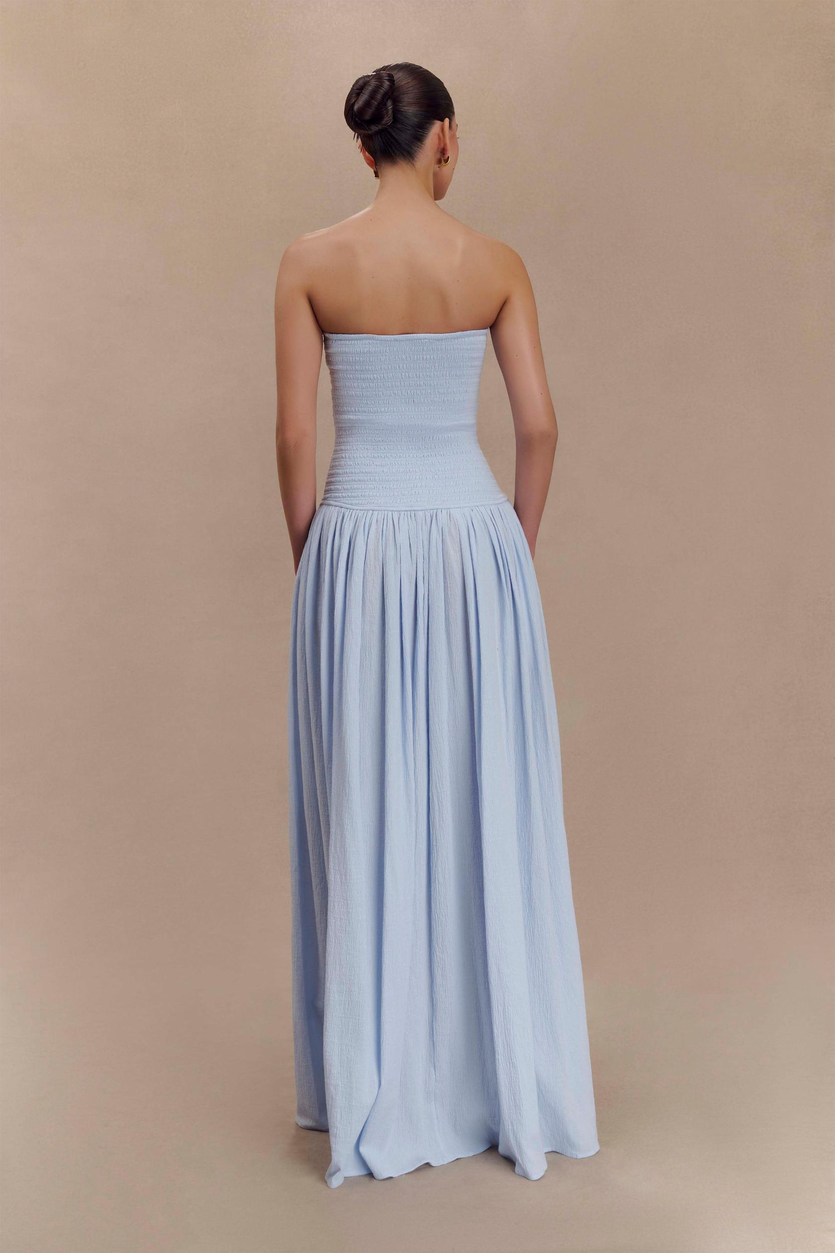 Maureen Cotton Shirring Maxi Dress - Powder Blue Product Image