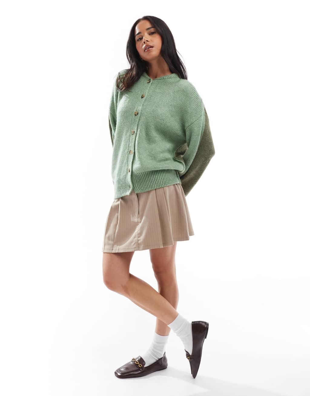 ASOS DESIGN crew neck longline cardigan in sage Product Image