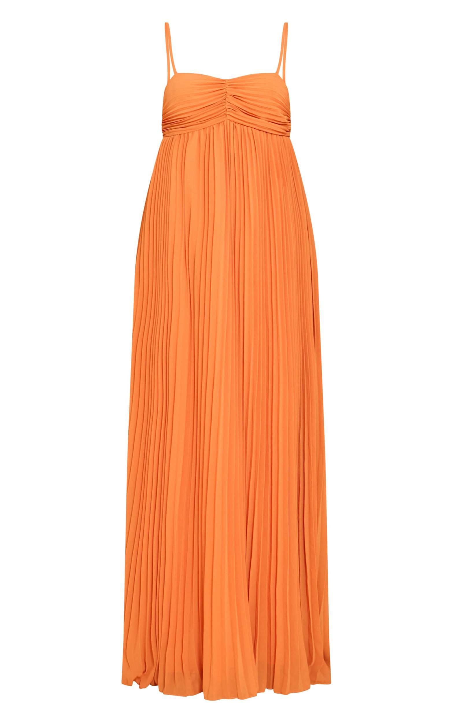  Orange Plisse Maxi Dress Product Image