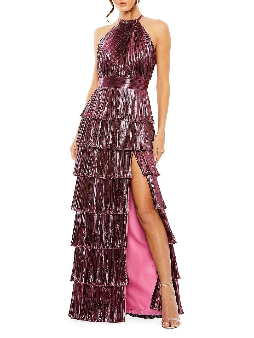 Womens Halterneck Tiered Gown Product Image