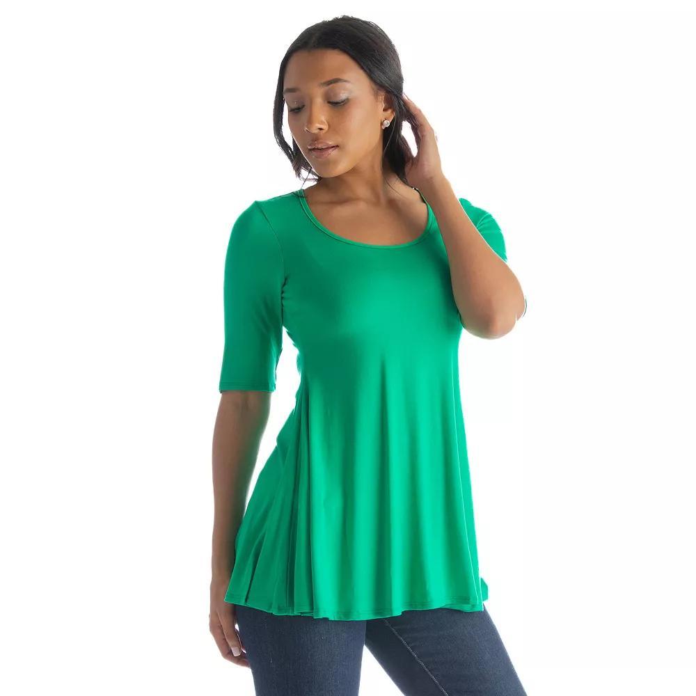 Women's 24Seven Comfort Apparel Elbow Sleeve Swing Tunic Top, Size: Medium, Carrot Product Image