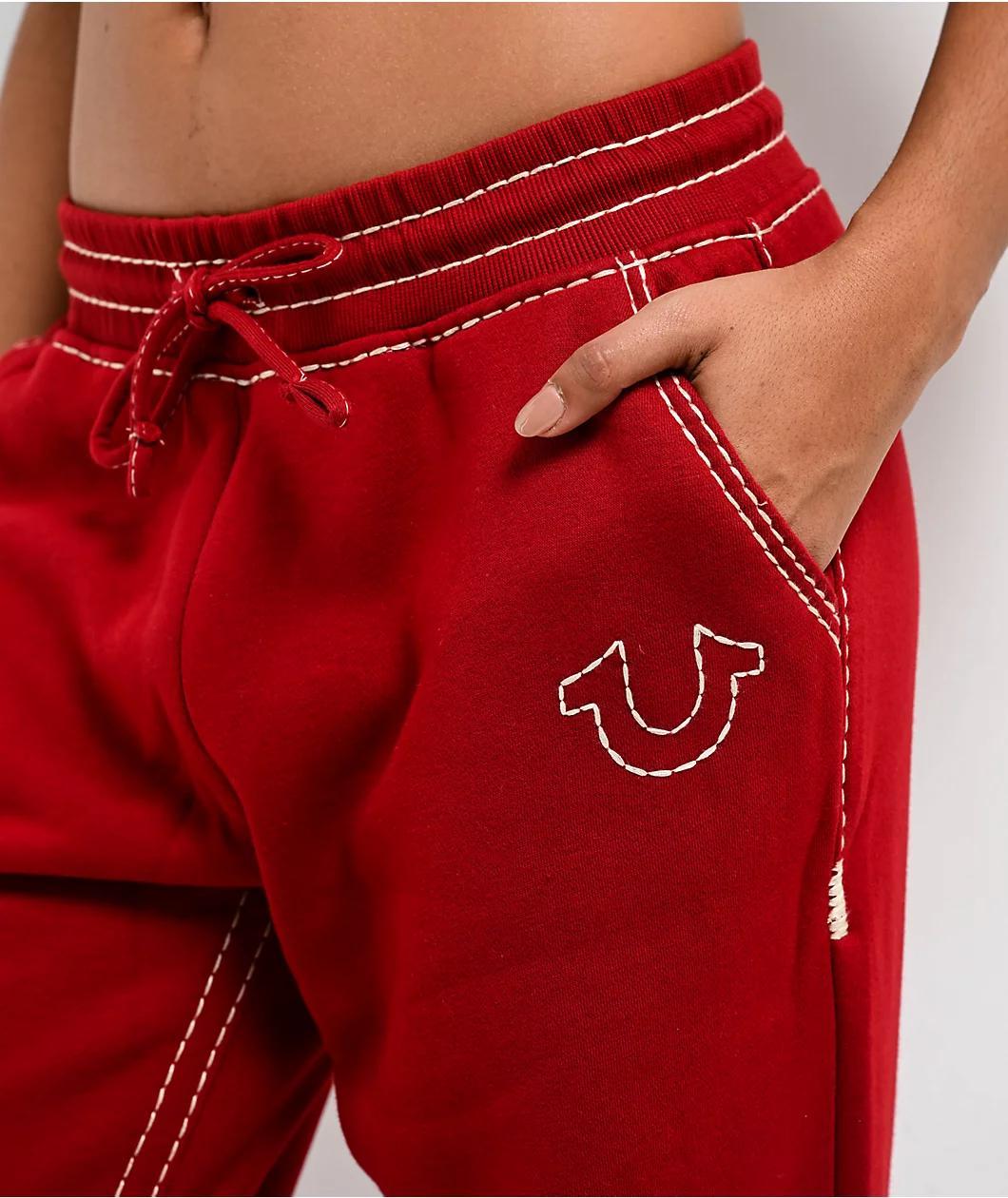 True Religion Super T Fleece Ruby Red Sweatpants Product Image