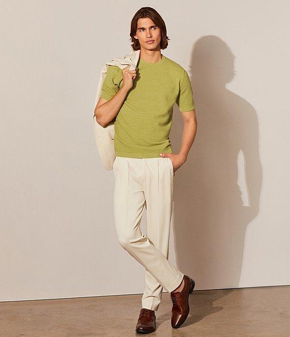 Murano Solid Textured Short Sleeve Crew Sweater Product Image