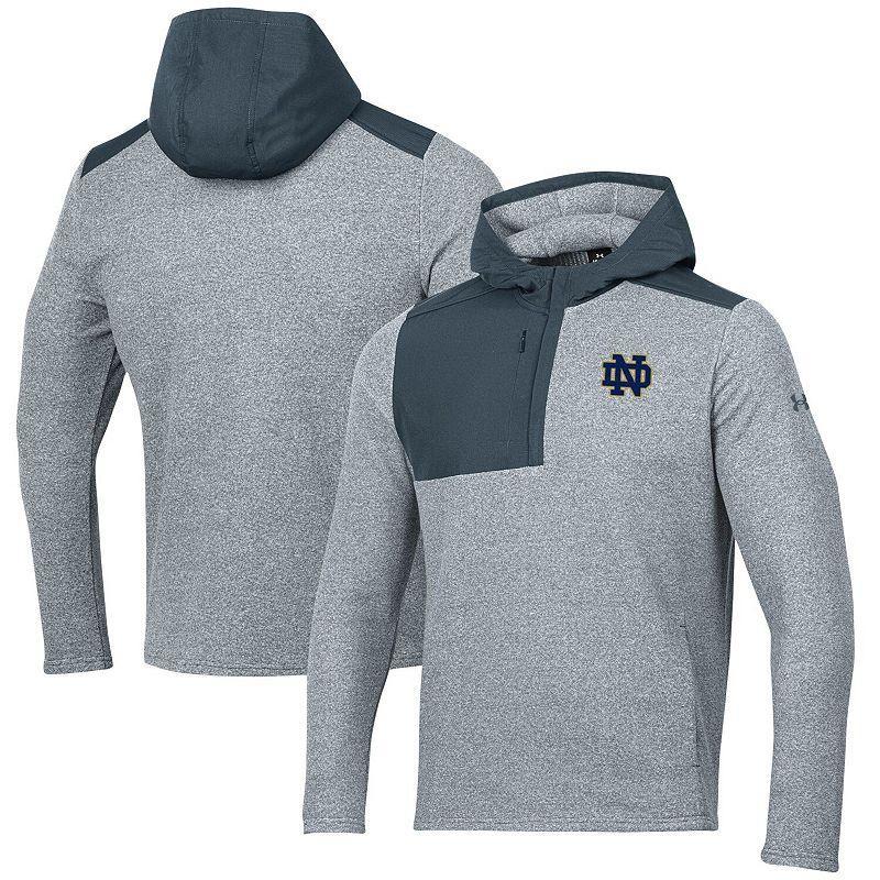 Men's Under Armour Gray Notre Dame Fighting Irish Survivor Fleece Hoodie Quarter-Zip Jacket, Size: Small, Grey Product Image