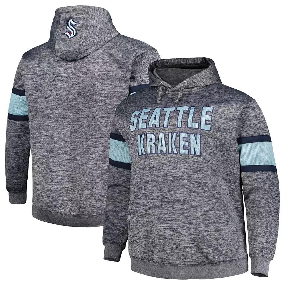 Men's Heather Charcoal Seattle Kraken Big & Tall Stripe Pullover Hoodie,  Product Image