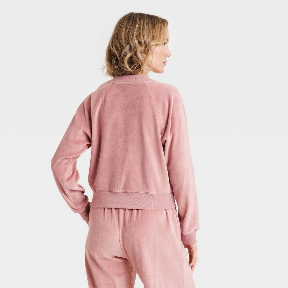 Women's Leisure Studio Velour Pullover Sweatshirt - Universal Thread™ Mauve S Product Image