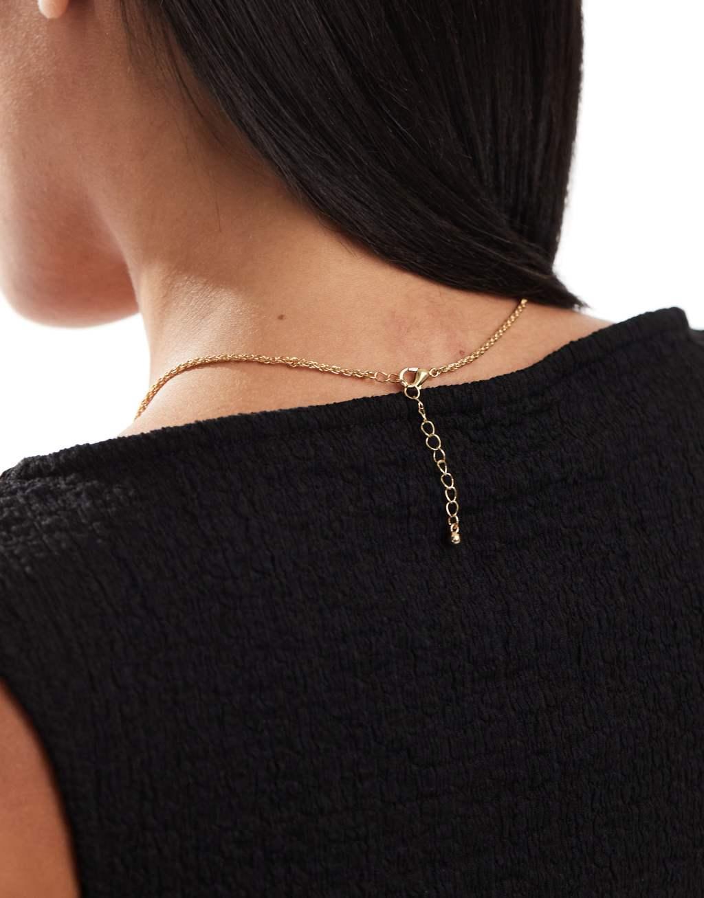 ASOS DESIGN 14k gold plated necklace with bubble K initial design with gift bag Product Image