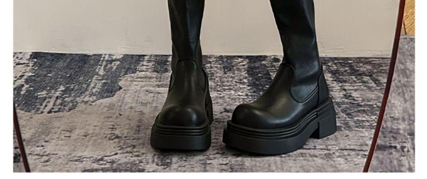 Faux Leather Platform Over-The-Knee Boots Product Image