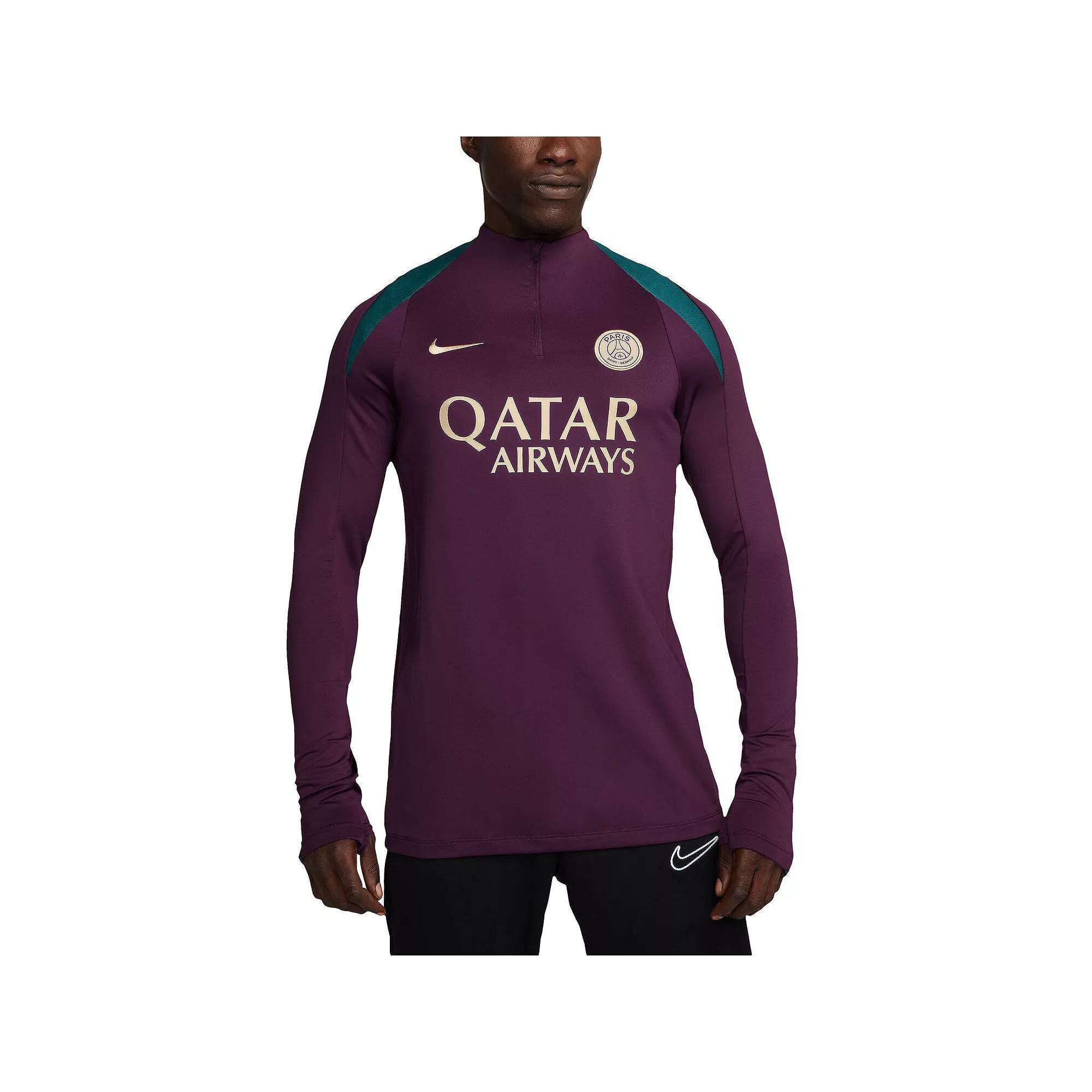 Men's Nike Burgundy Paris Saint-Germain 2024/25 Strike Drill Performance Quarter-Zip Long Sleeve Top,  Product Image