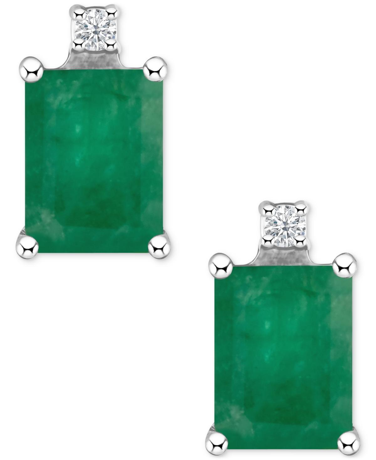 Celebration Gems 14k Gold Emerald Cut Sapphire & Diamond Accent Stud Earrings, Womens, 14k Whgold Product Image