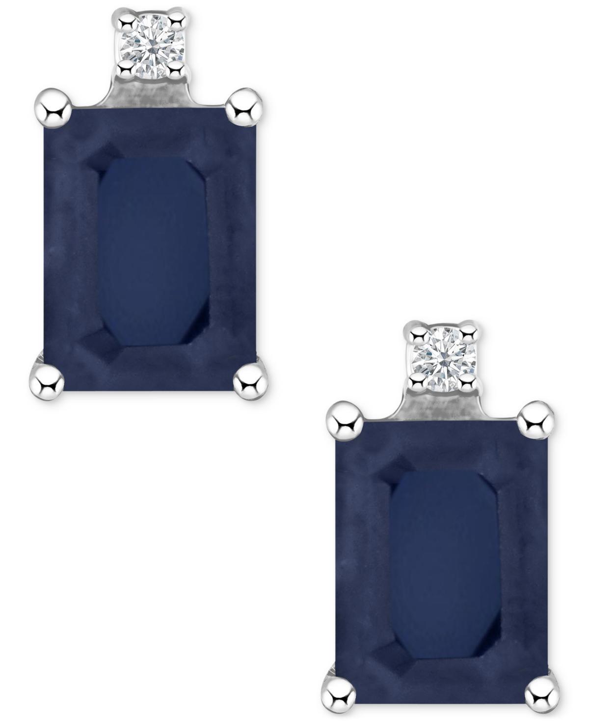 Celebration Gems 14k Gold Emerald Cut Sapphire & Diamond Accent Stud Earrings, Womens, 14k Whgold Product Image