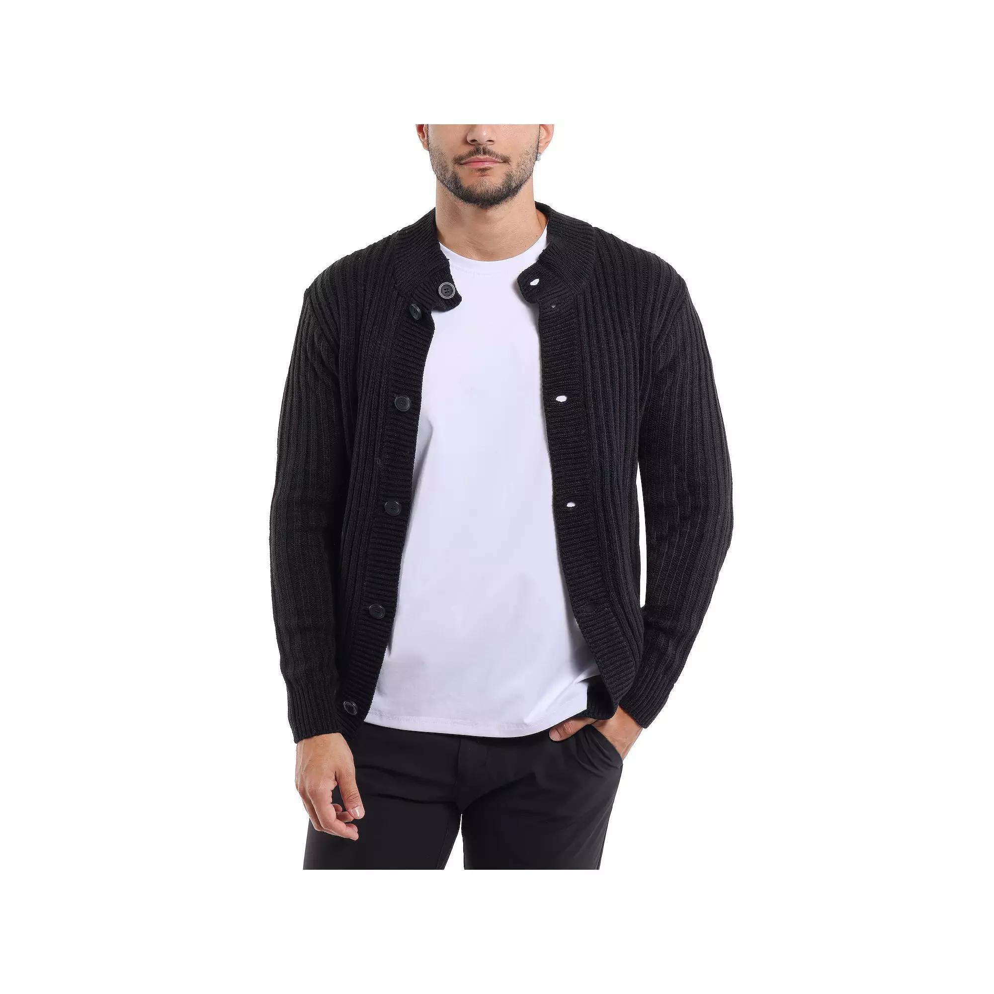 Men's Xray Stand-Collar Cardigan Sweater, Size: XXL, Black Product Image